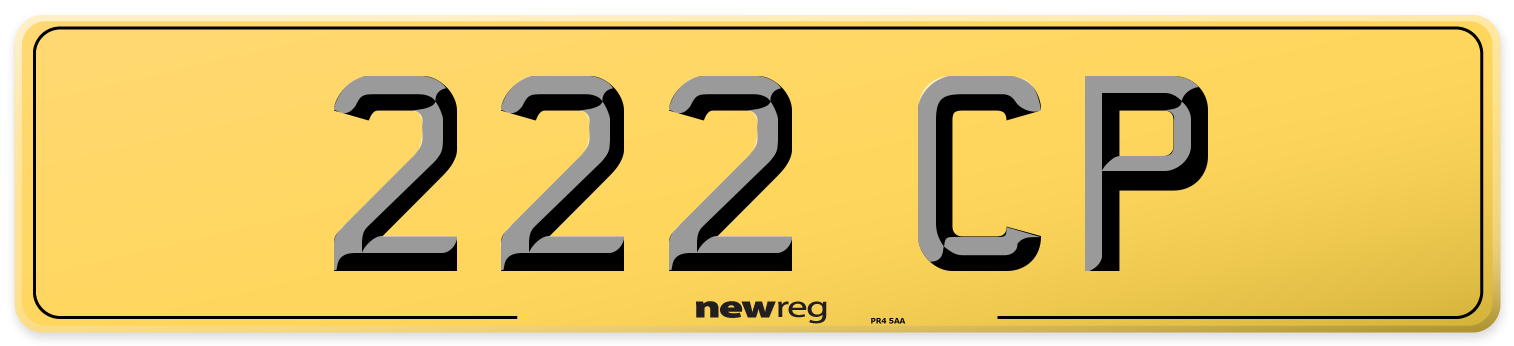 222 CP Rear Number Plate
