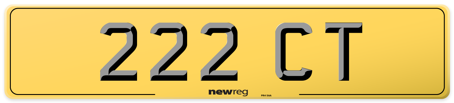 222 CT Rear Number Plate