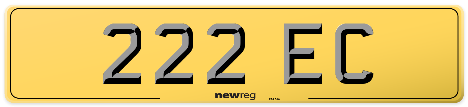 222 EC Rear Number Plate