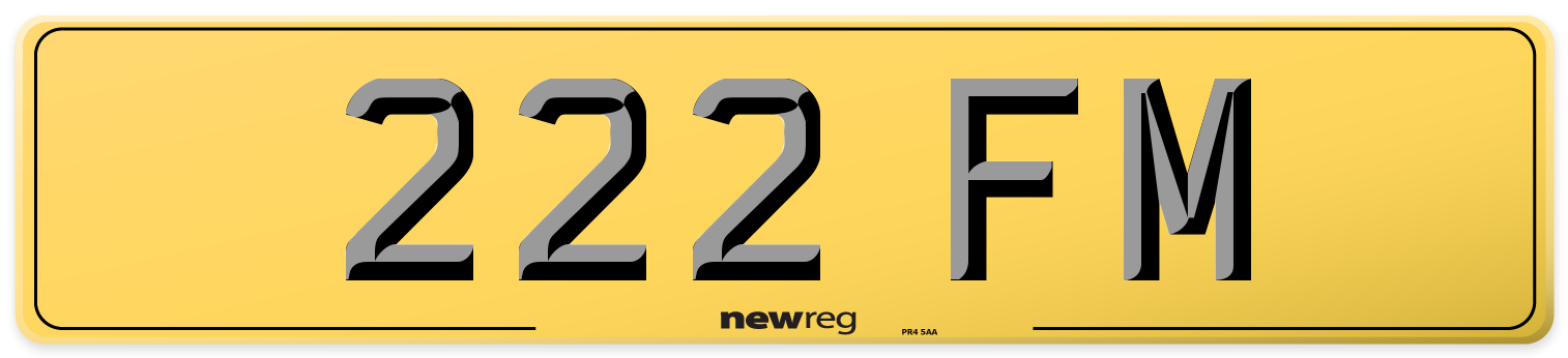 222 FM Rear Number Plate