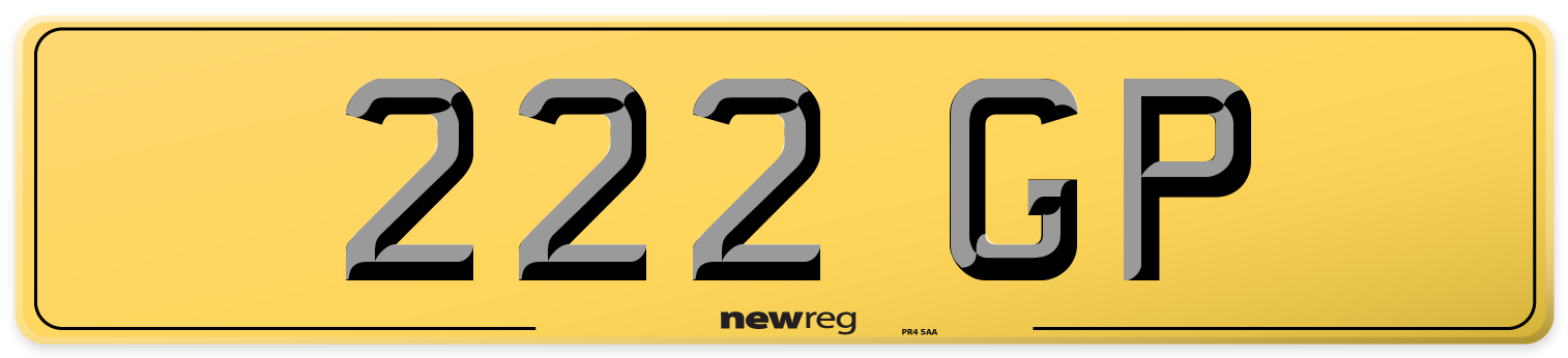222 GP Rear Number Plate