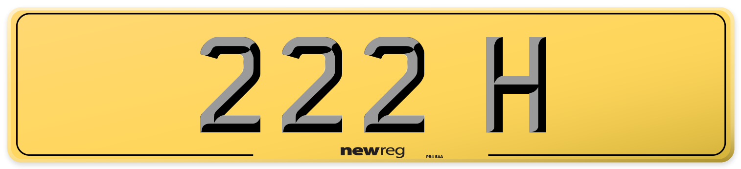 222 H Rear Number Plate