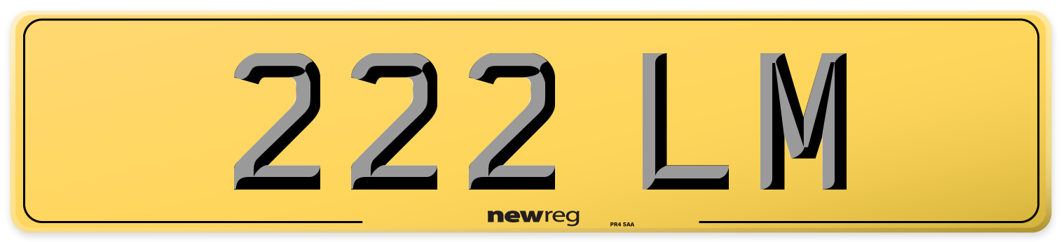 222 LM Rear Number Plate