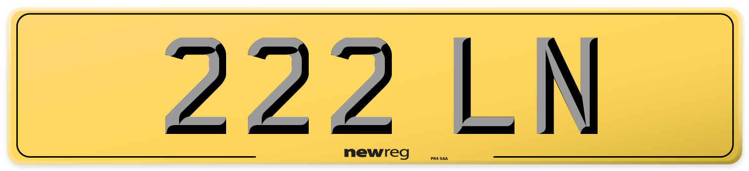 222 LN Rear Number Plate