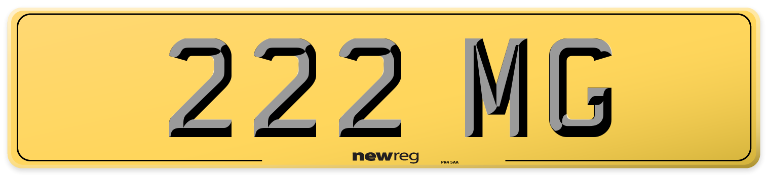 222 MG Rear Number Plate