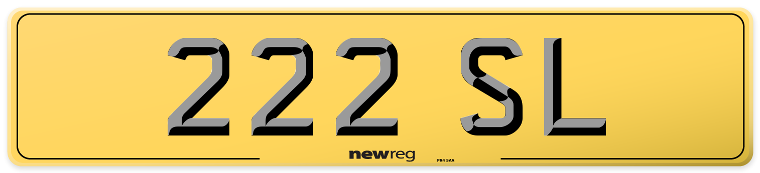 222 SL Rear Number Plate