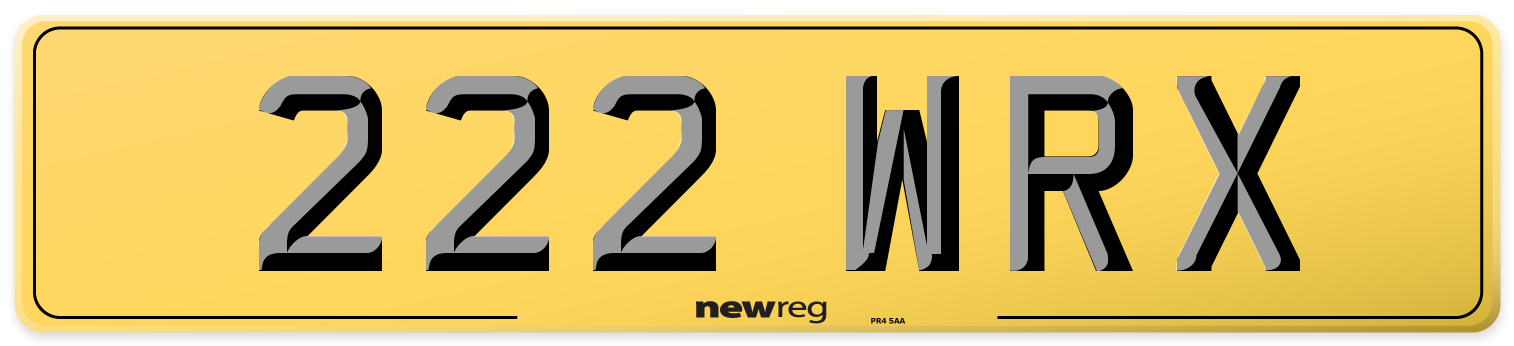 222 WRX Rear Number Plate