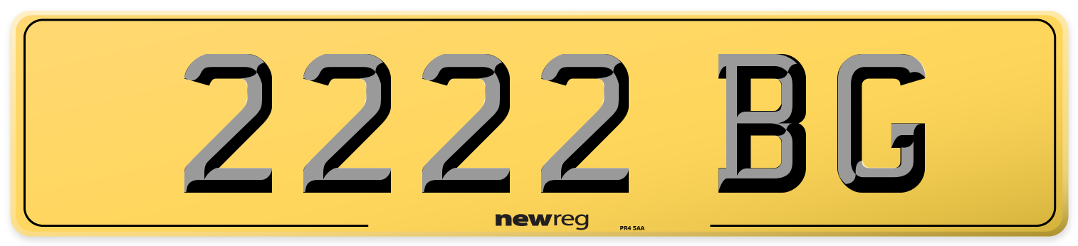 2222 BG Rear Number Plate