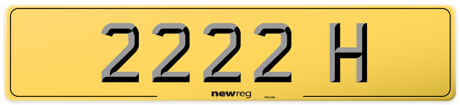 2222 H Rear Number Plate