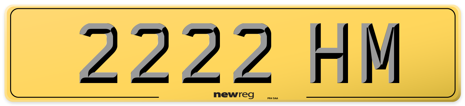 2222 HM Rear Number Plate