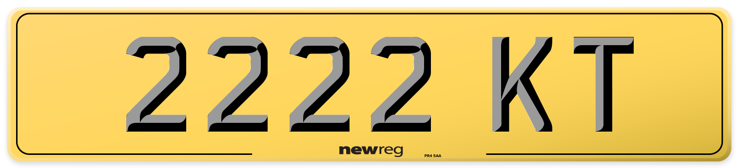 2222 KT Rear Number Plate