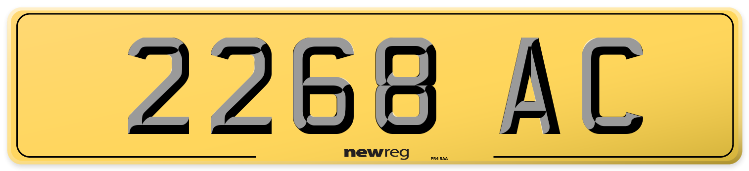 2268 AC Rear Number Plate