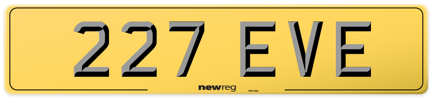 227 EVE Rear Number Plate