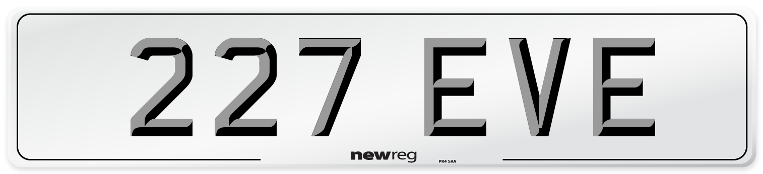 227 EVE Front Number Plate