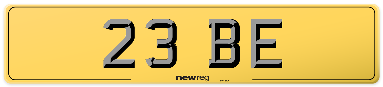 23 BE Rear Number Plate