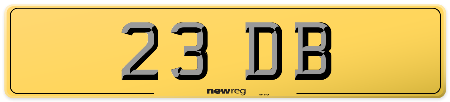 23 DB Rear Number Plate