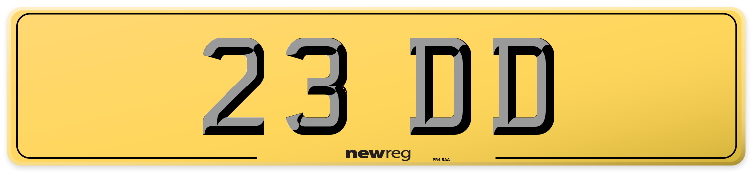 23 DD Rear Number Plate