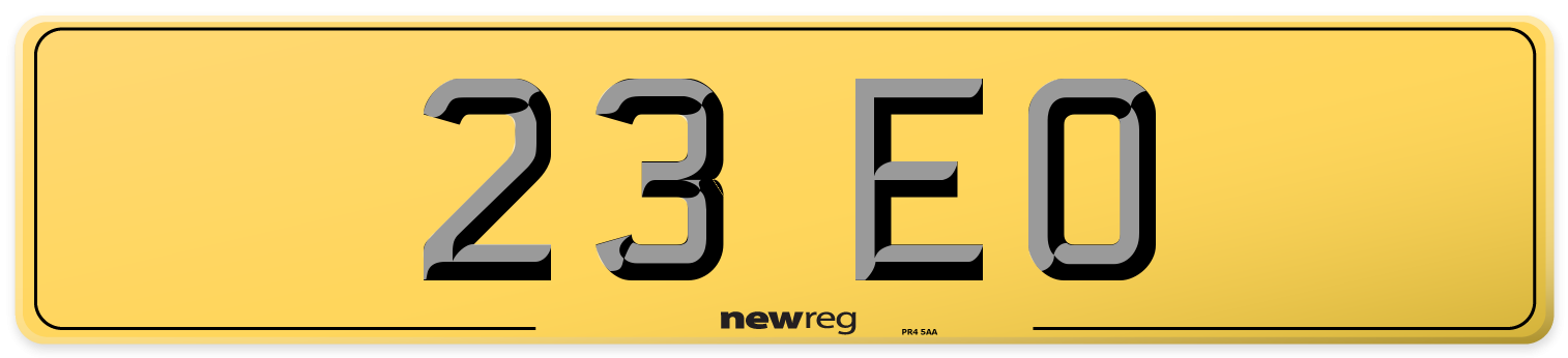 23 EO Rear Number Plate