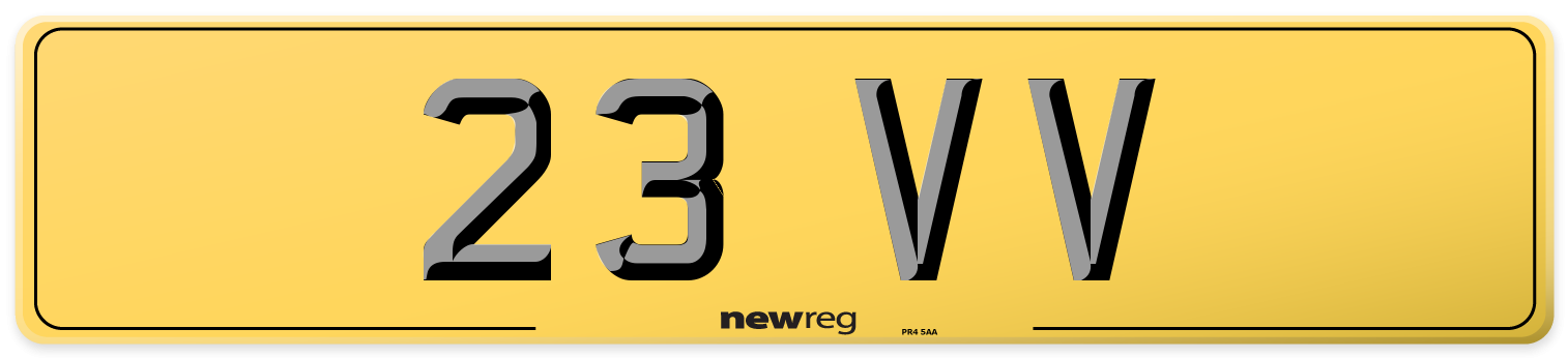 23 VV Rear Number Plate