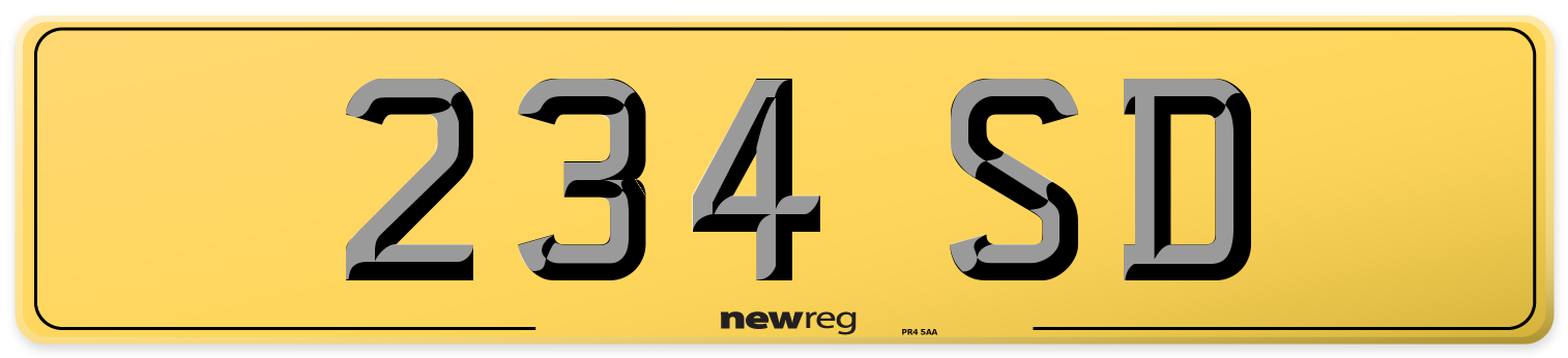 234 SD Rear Number Plate