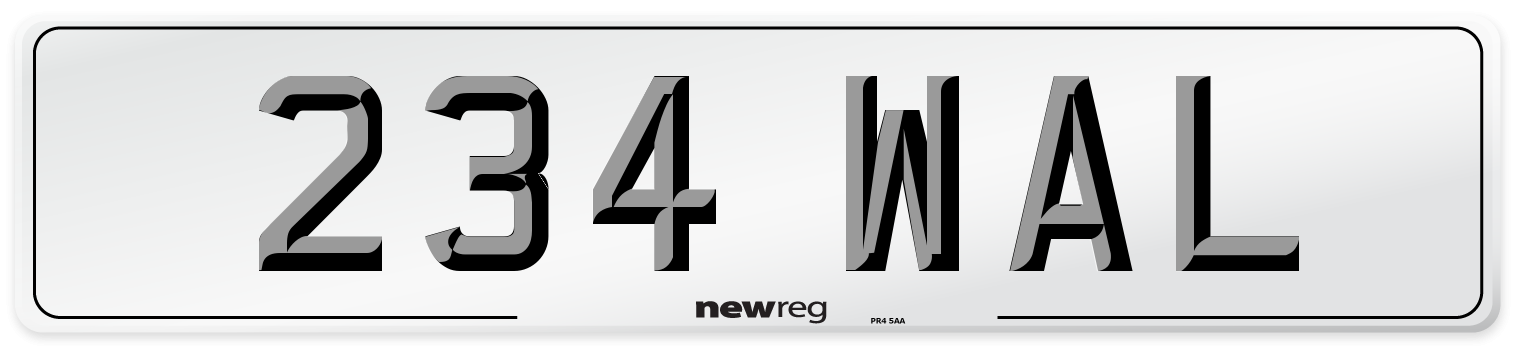 234 WAL Front Number Plate