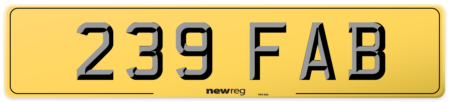 239 FAB Rear Number Plate