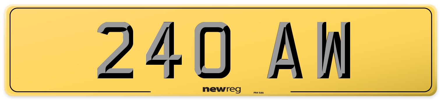 240 AW Rear Number Plate