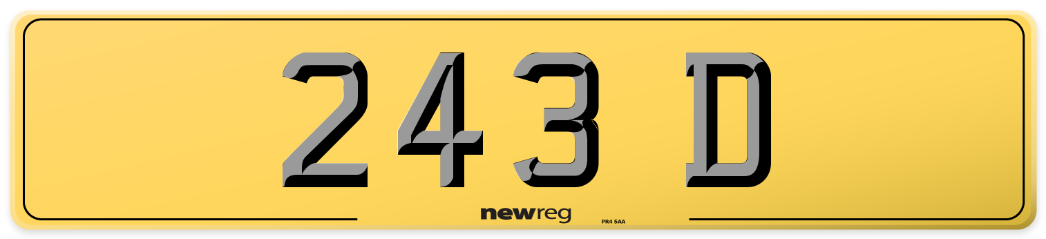 243 D Rear Number Plate