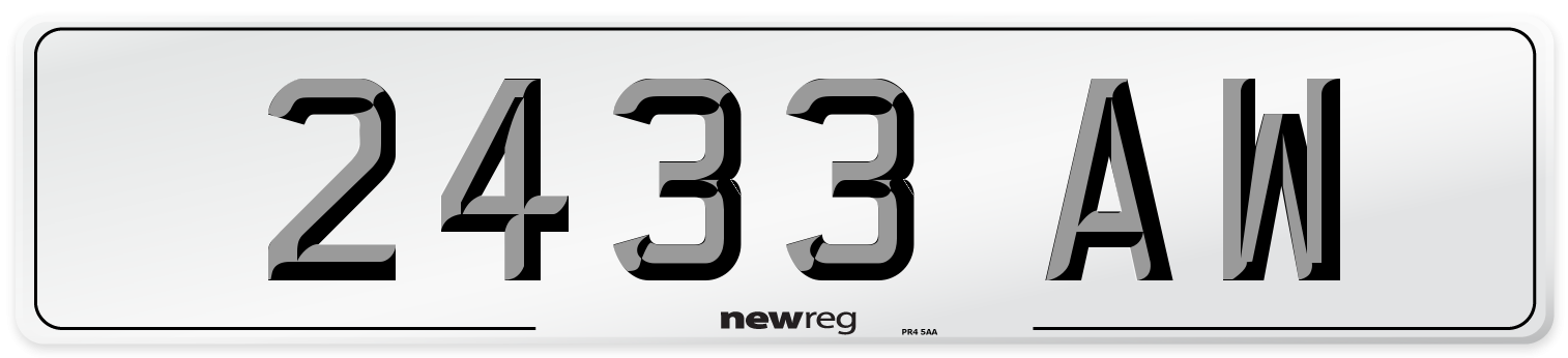 2433 AW Front Number Plate