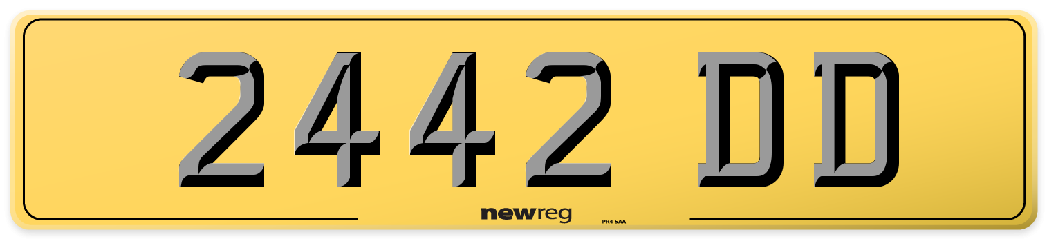 2442 DD Rear Number Plate