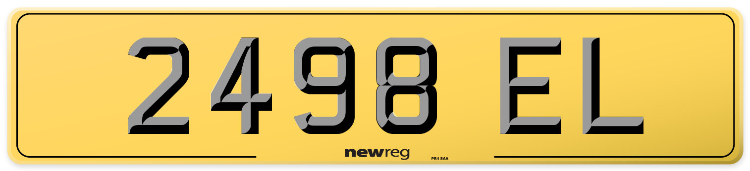 2498 EL Rear Number Plate