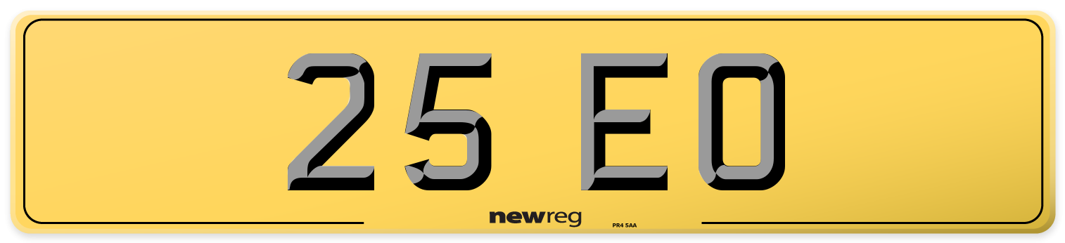 25 EO Rear Number Plate