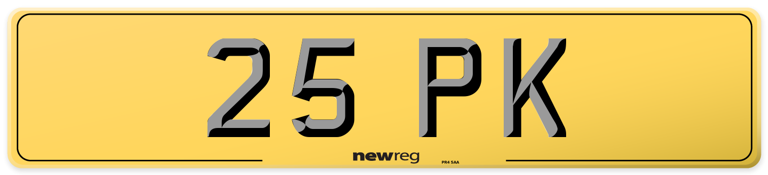 25 PK Rear Number Plate