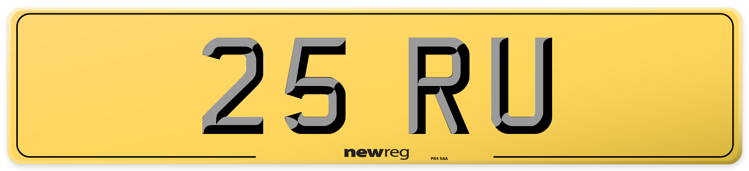 25 RU Rear Number Plate