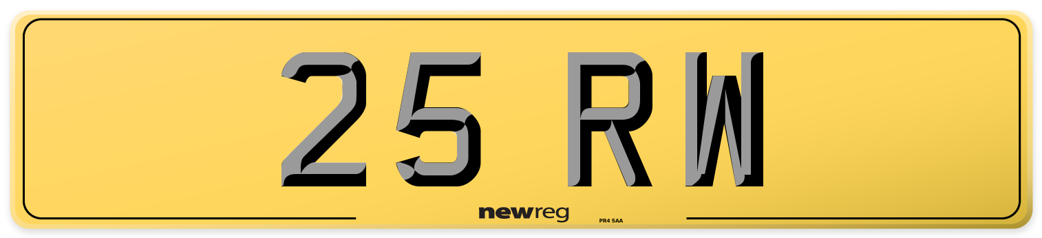 25 RW Rear Number Plate