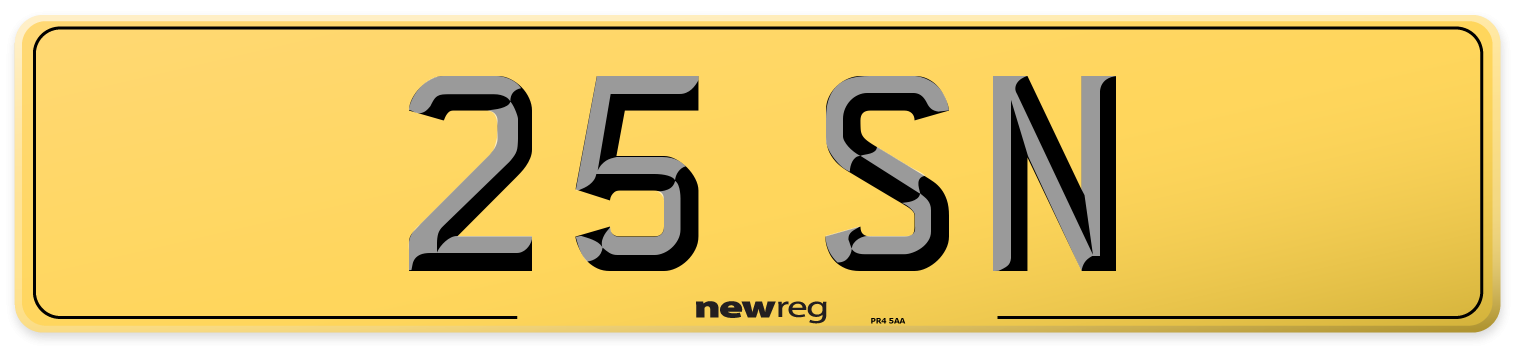 25 SN Rear Number Plate