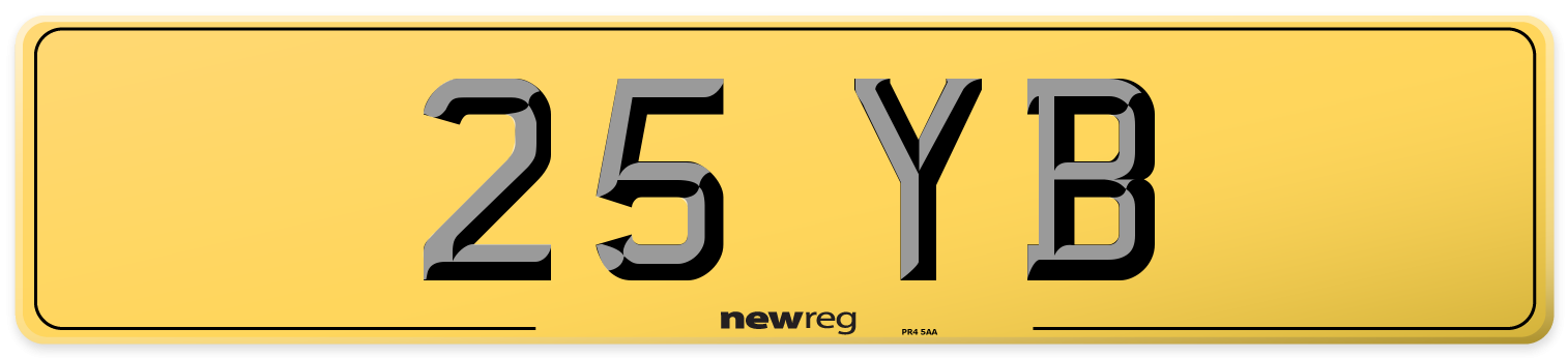 25 YB Rear Number Plate
