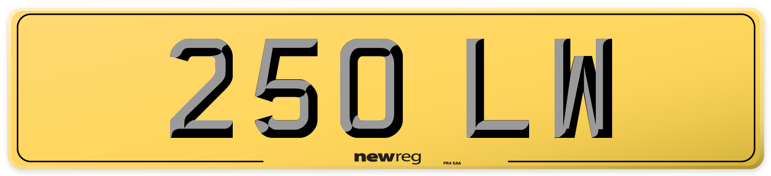 250 LW Rear Number Plate