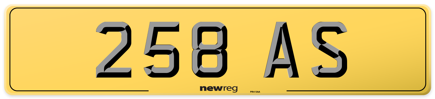 258 AS Rear Number Plate