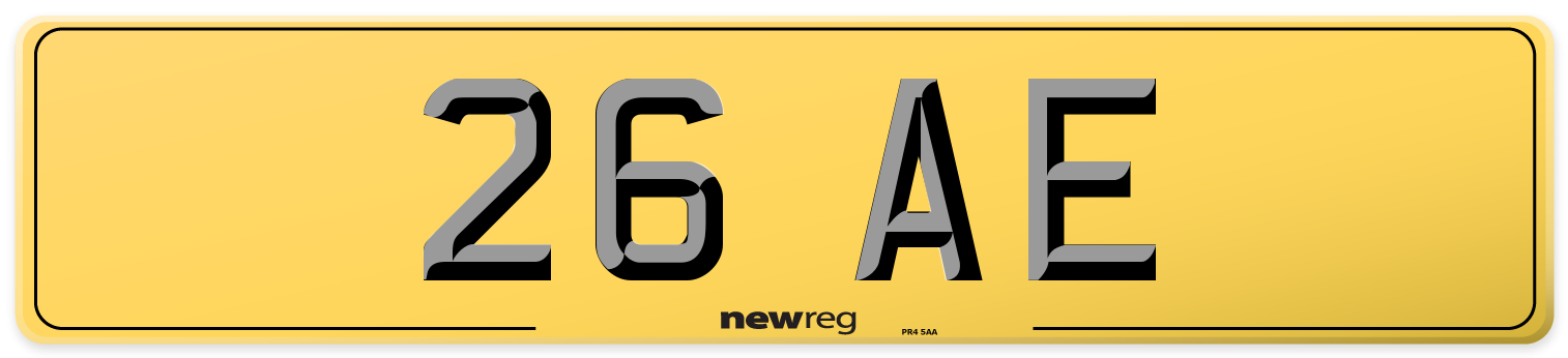 26 AE Rear Number Plate