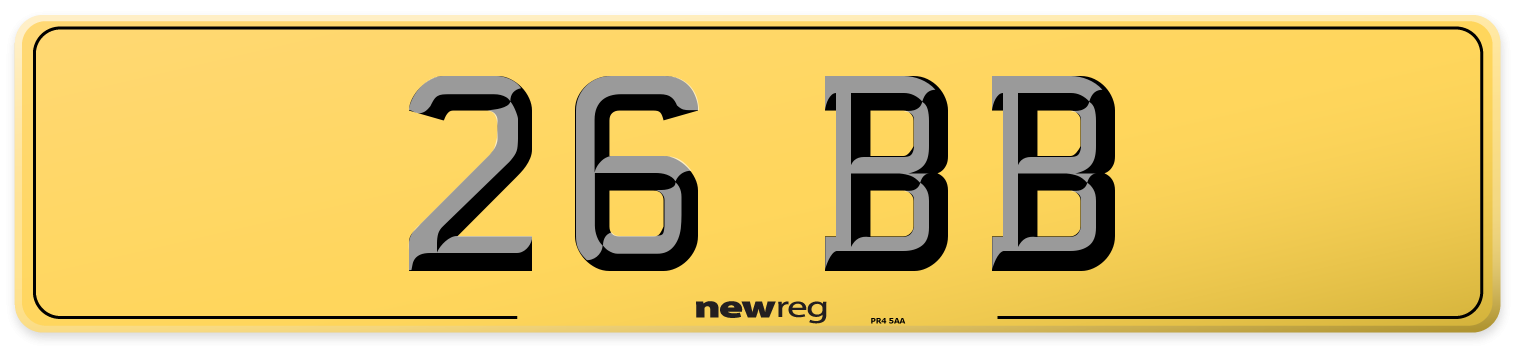 26 BB Rear Number Plate