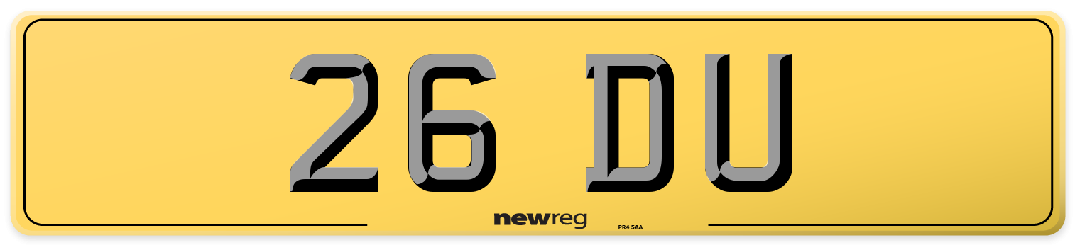 26 DU Rear Number Plate