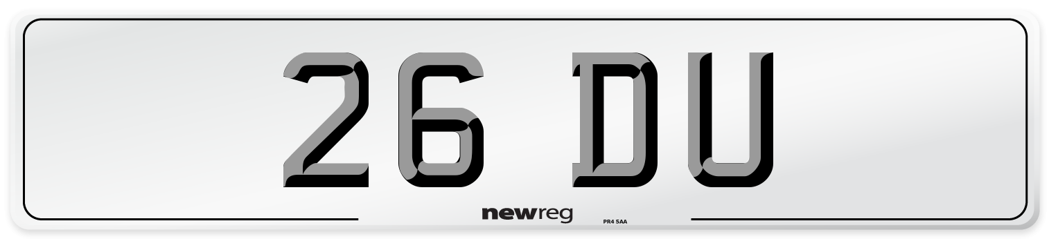 26 DU Front Number Plate
