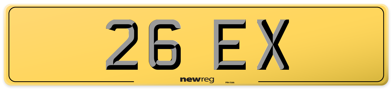 26 EX Rear Number Plate