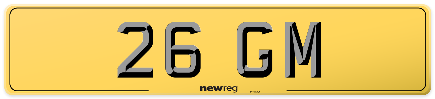 26 GM Rear Number Plate