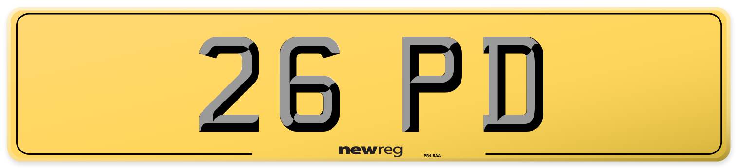 26 PD Rear Number Plate