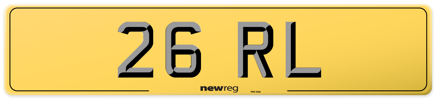 26 RL Rear Number Plate