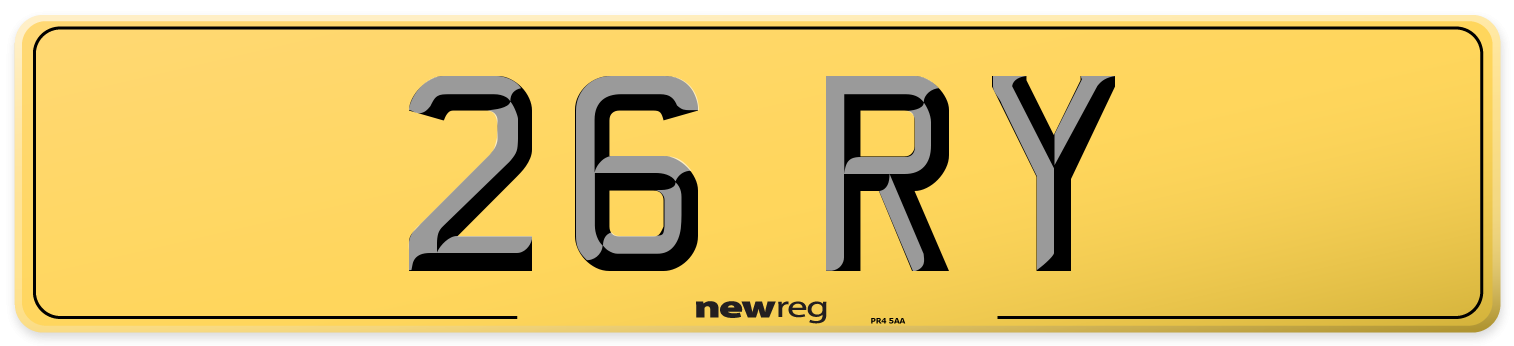 26 RY Rear Number Plate
