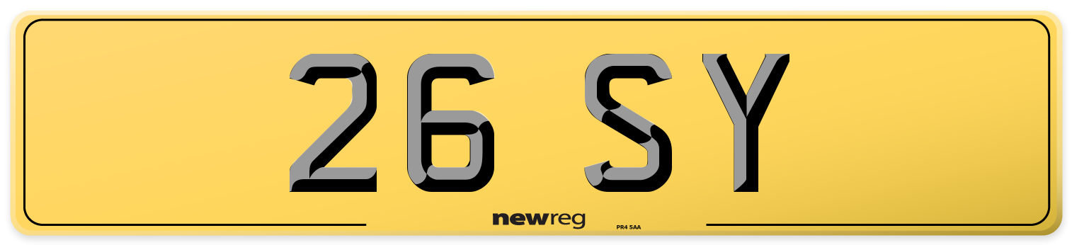 26 SY Rear Number Plate