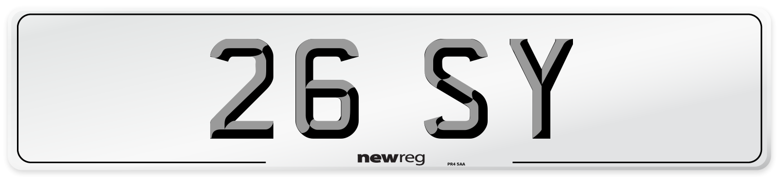 26 SY Front Number Plate